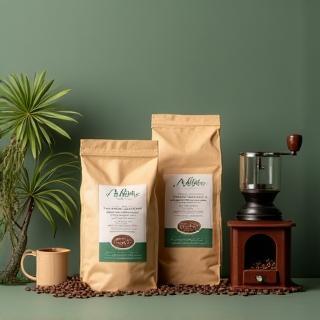 Embalagens de café, sacos e moedor